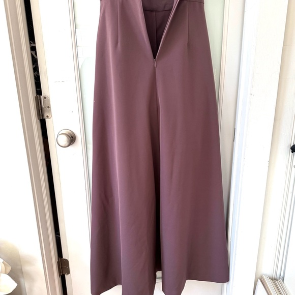 Kay Unger Kiana Crepe Walk-Thru Jumpsuit Maxi Dress Off Shoulder Mauve Sz 4 NWT - Picture 14 of 17